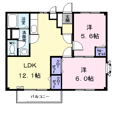 Planta 2LDK de 春日ハイツ
