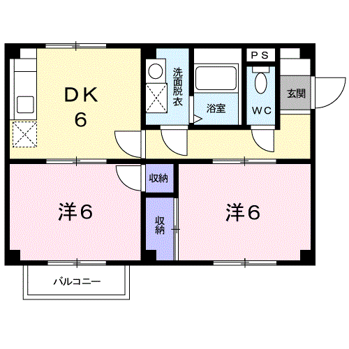 Planta do apartamento 2DK — シャンポ－ルドエル