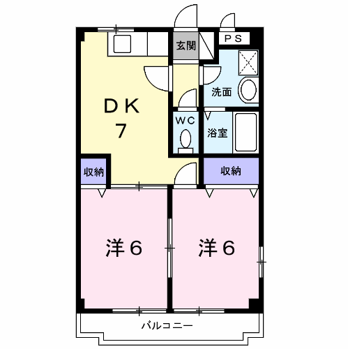 Planta 2DK de シャンポ－ル・ドエルⅡ