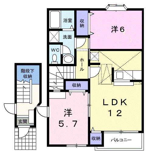 Planta 2LDK de プログレスＡ