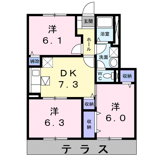 Planta 3DK de シャルマン桜Ａ