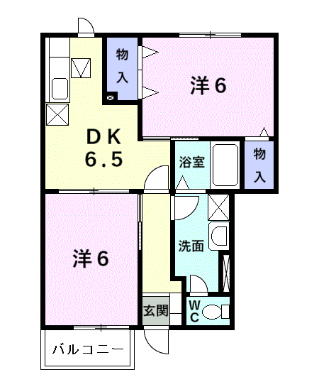 Planta 2DK de ハイツサルーンⅢ