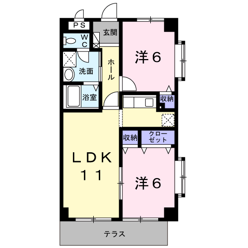 Planta 2LDK de パルテール　ヴィラ　Ｋ