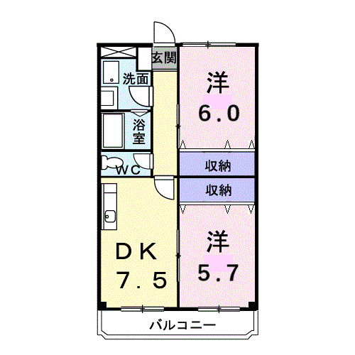 Planta 2DK de メゾンド２０００