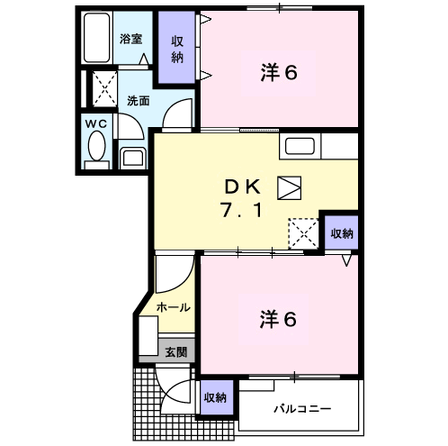 Planta 2DK de バーシア１番館