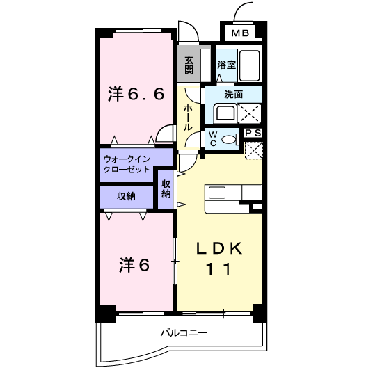 Planta 2LDK de フォレストパレス五番館