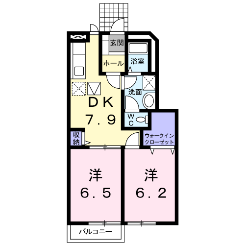 Planta 2DK de エントピア名和北Ｃ