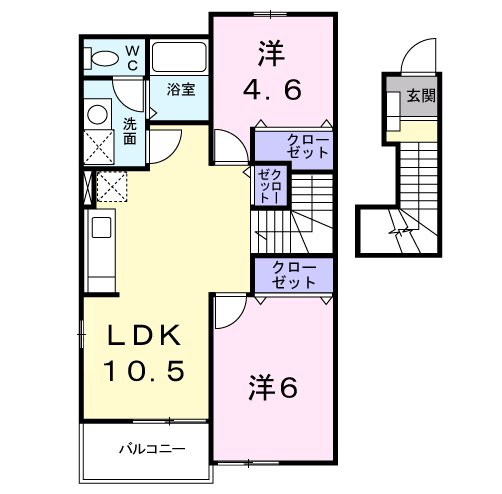 Planta 2LDK de パークサイド池端Ｂ