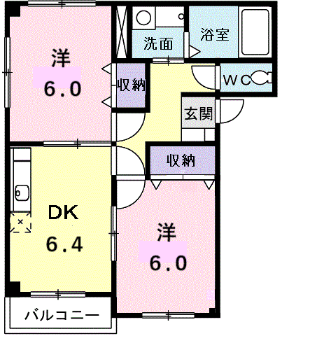 Planta 2DK de ファミール　ハイム