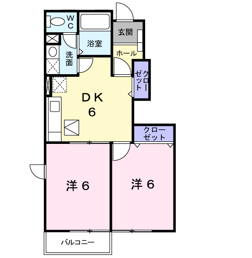 Planta 2DK de メゾン桜Ⅱ