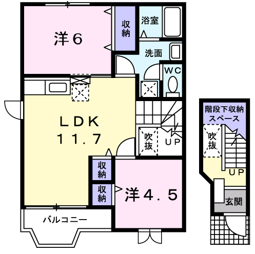 Planta 2LDK de ハイム　駅東