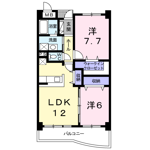 Planta 2LDK de エヴァーグリーン　ハイツ