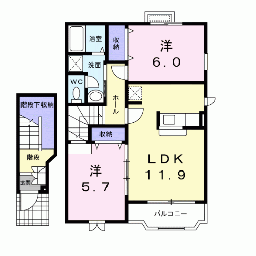 Planta 2LDK de ラヴィアーレ・Ｅ