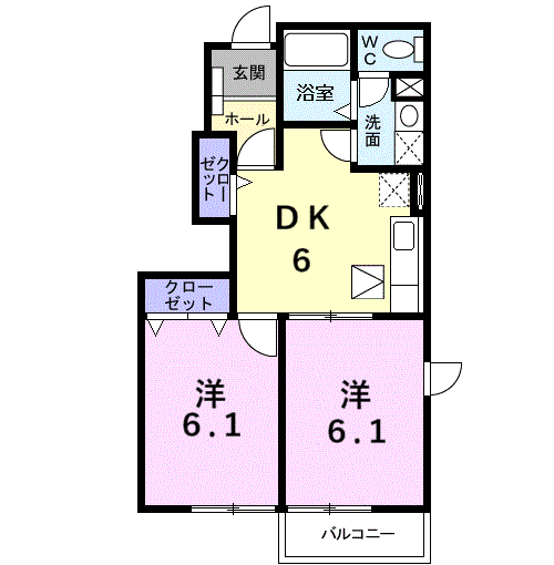 Planta do apartamento 2DK — マジカル本郷Ａ