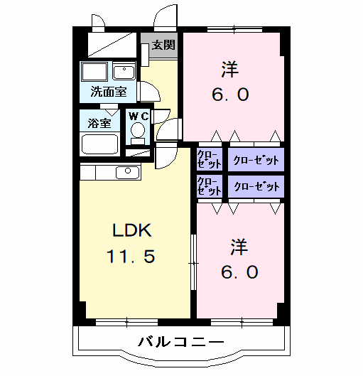 Planta 2LDK de ラヴィアンローズA