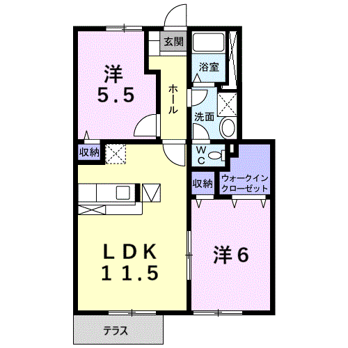 Planta 2LDK de カ－サエスタ弐番館