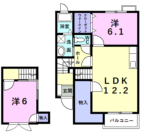 Planta 2LDK de アンソレイユ