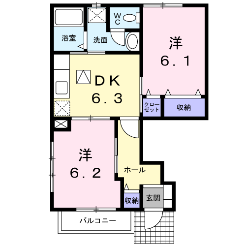 Planta 2DK de Ｉ・Ｆｉｅｌｄ　Ｃ