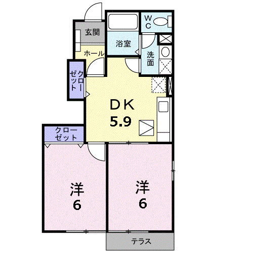 Planta 2DK de フォレスタ大脇谷