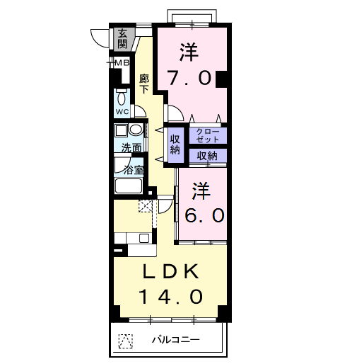 Planta 2LDK de Ｉ・ＳＱｕａｒｅ
