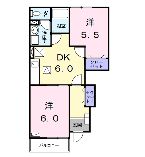 Planta 2DK de カーサ　グラッツィオーソ