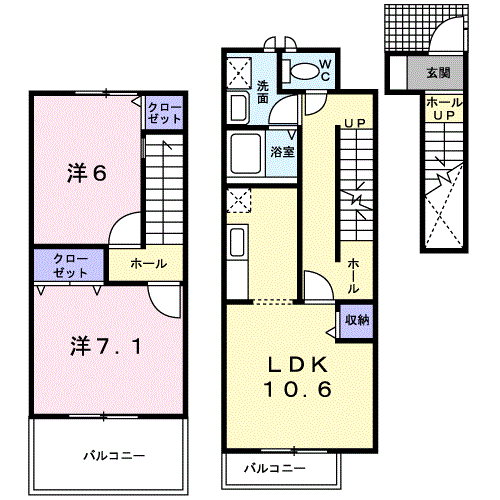 Planta 2LDK de シャトレ・Ｔ．Ｓ