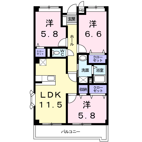 Planta 3LDK de アウローラ