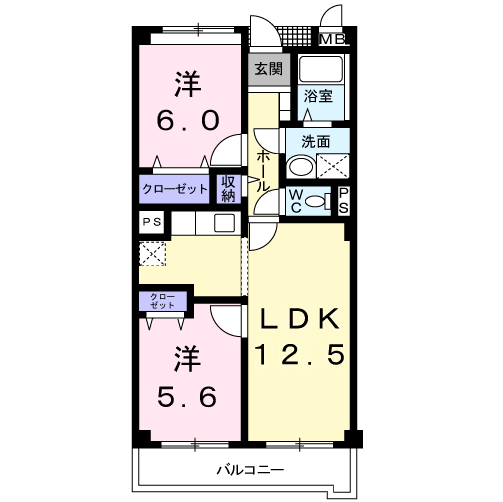 Planta 2LDK de アウローラ