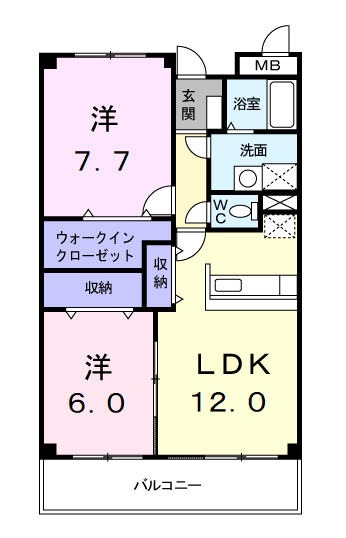 Planta 2LDK de エクセランヒルズ　ＫＯＴＡ