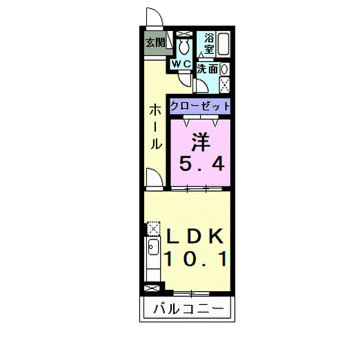 Planta 1LDK de ジュネスアノンθ
