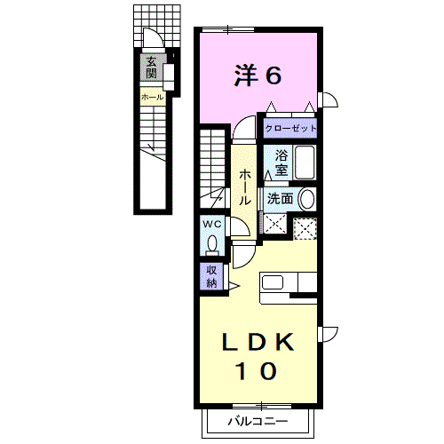 Planta 1LDK de ヴィラ・エタンⅠ