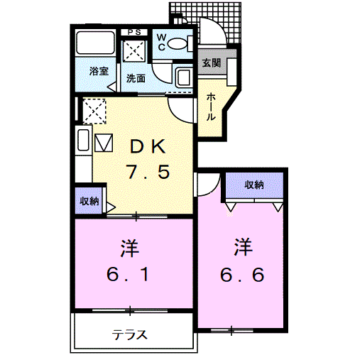 Planta 2DK de アバンツァート：Ｔ