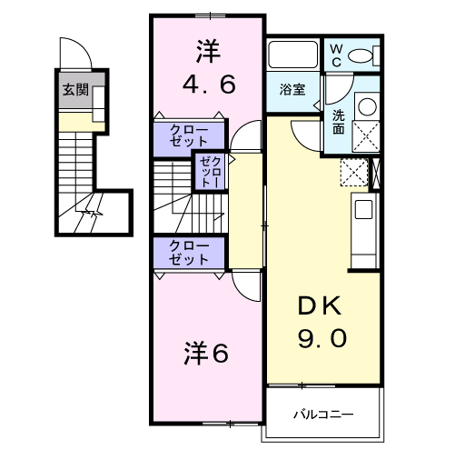 Planta 2DK de エステート雅