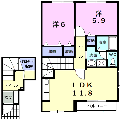 Planta 2LDK de プレシャス・コート