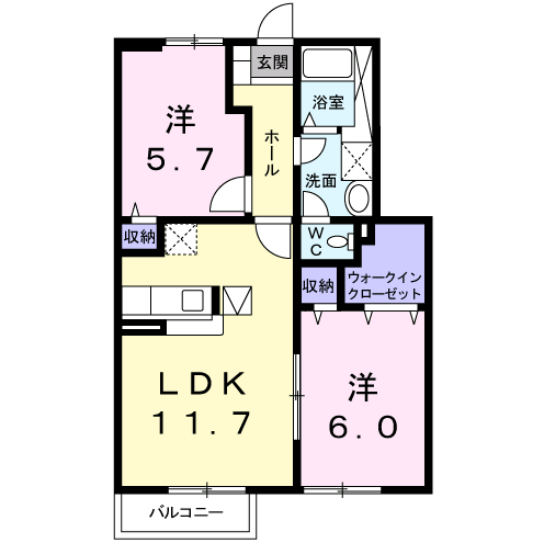 Planta 2LDK de シャン・ド・フルールⅡ