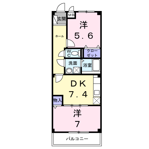 Planta 2DK de セレッソ　ベージョ