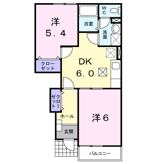 Planta 2DK de リバーサイド鳥羽