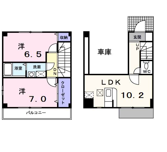 Planta 2LDK de ヒルズ中田
