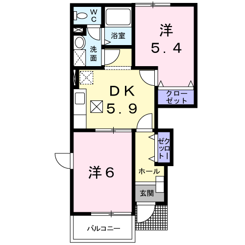 Planta 2DK de ル．レーヴ　Β