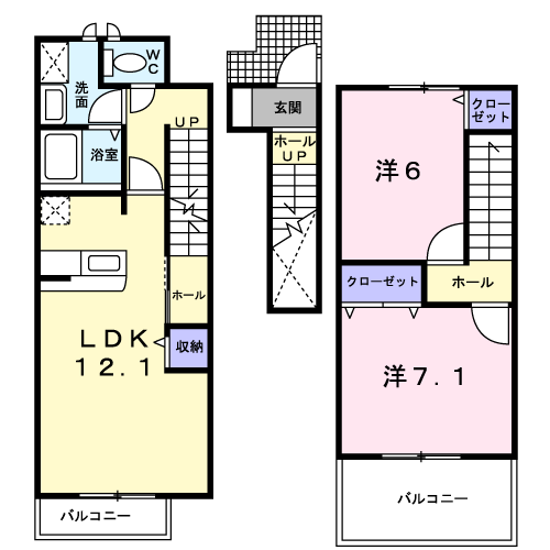 Planta 2LDK de セレッソ八幡Ⅰ