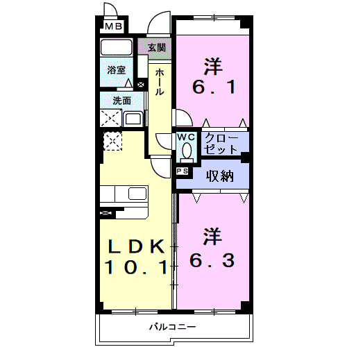Planta 2LDK de ＳｕｎＳｏｌｅｉｌ２１