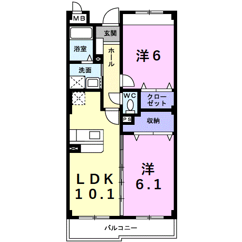 Planta 2LDK de ＳｕｎＳｏｌｅｉｌ２１