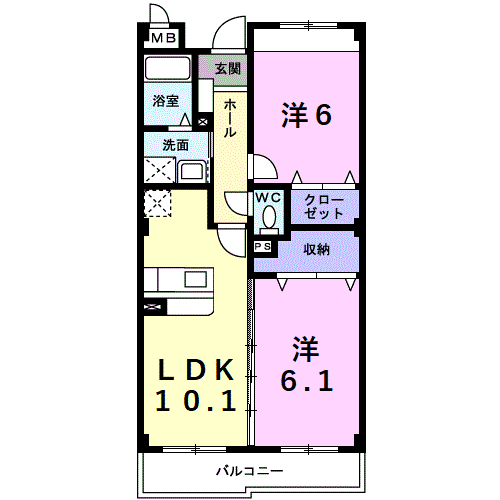 Planta 2LDK de ＳｕｎＳｏｌｅｉｌ２１