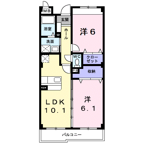 Planta 2LDK de ＳｕｎＳｏｌｅｉｌ２１