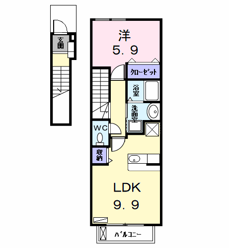 Planta 1LDK de プラシード
