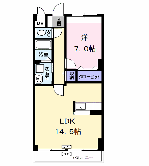 Planta 1LDK de レジデンス佳世