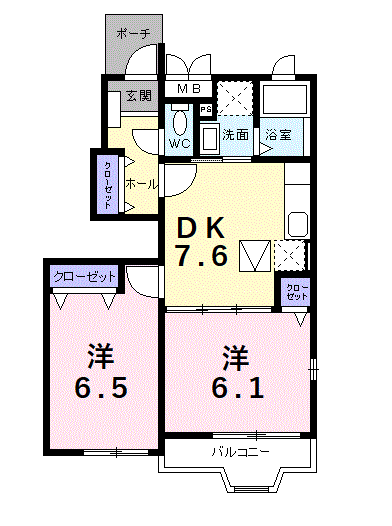 Planta 2DK de グランデカメリア山の手Ⅴ