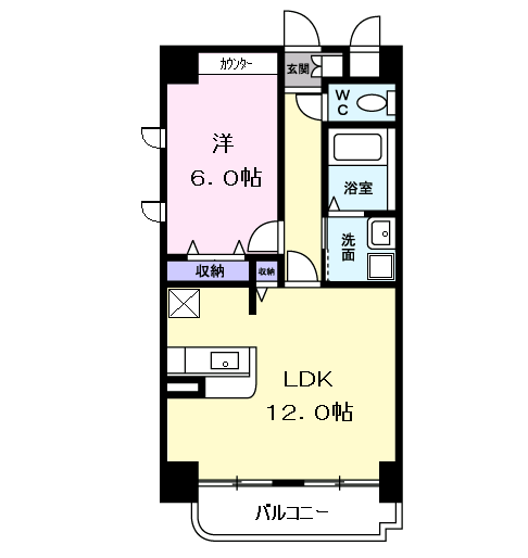 Planta 1LDK de ラフレシ－ル　タミ