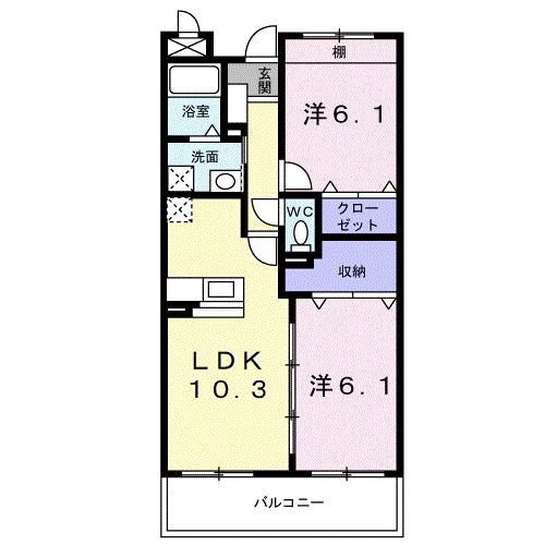 Planta 2LDK de ファミール松坂