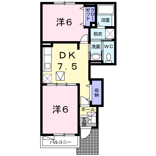 Planta 2DK de フレーシュ　メゾン